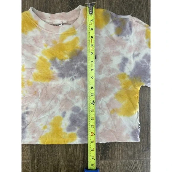 Vans Women's Tie Dye Cropped Sweatshirt XS Elastic Cuff Yellow Pink Purple Skate - Picture 9 of 9